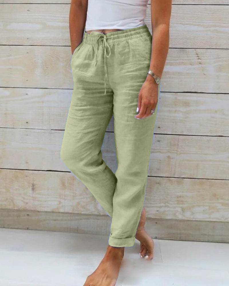 Amara | LINEN TROUSERS WITH ELASTIC