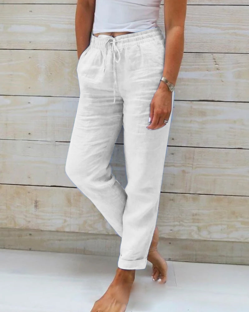 Amara | LINEN TROUSERS WITH ELASTIC