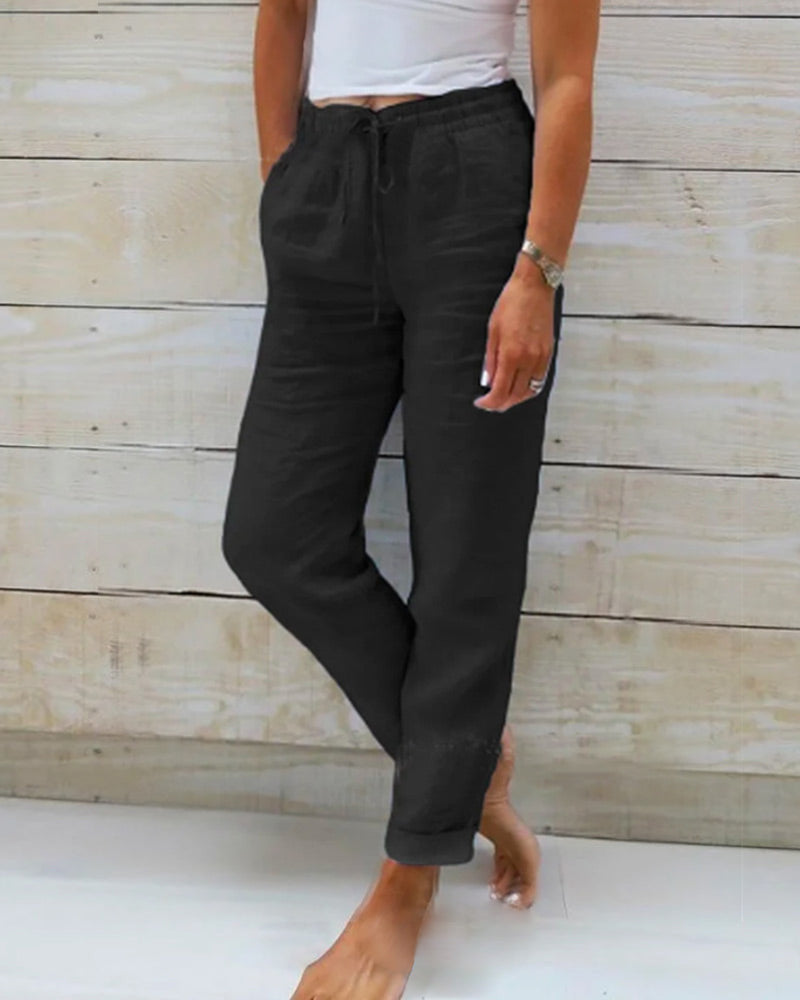 Amara | LINEN TROUSERS WITH ELASTIC