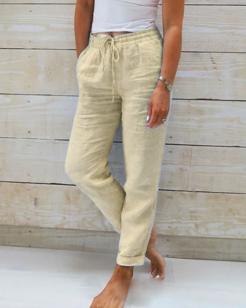 Amara | LINEN TROUSERS WITH ELASTIC