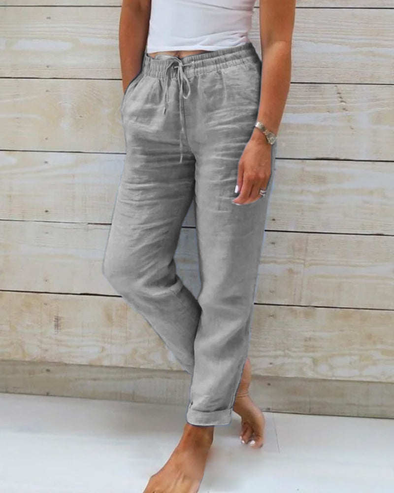 Amara | LINEN TROUSERS WITH ELASTIC