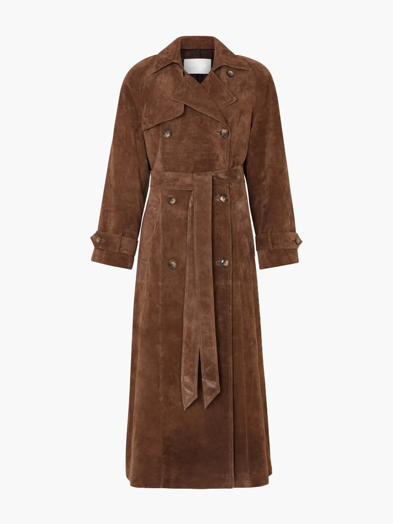 Amara | Suede Leather Trench Coat